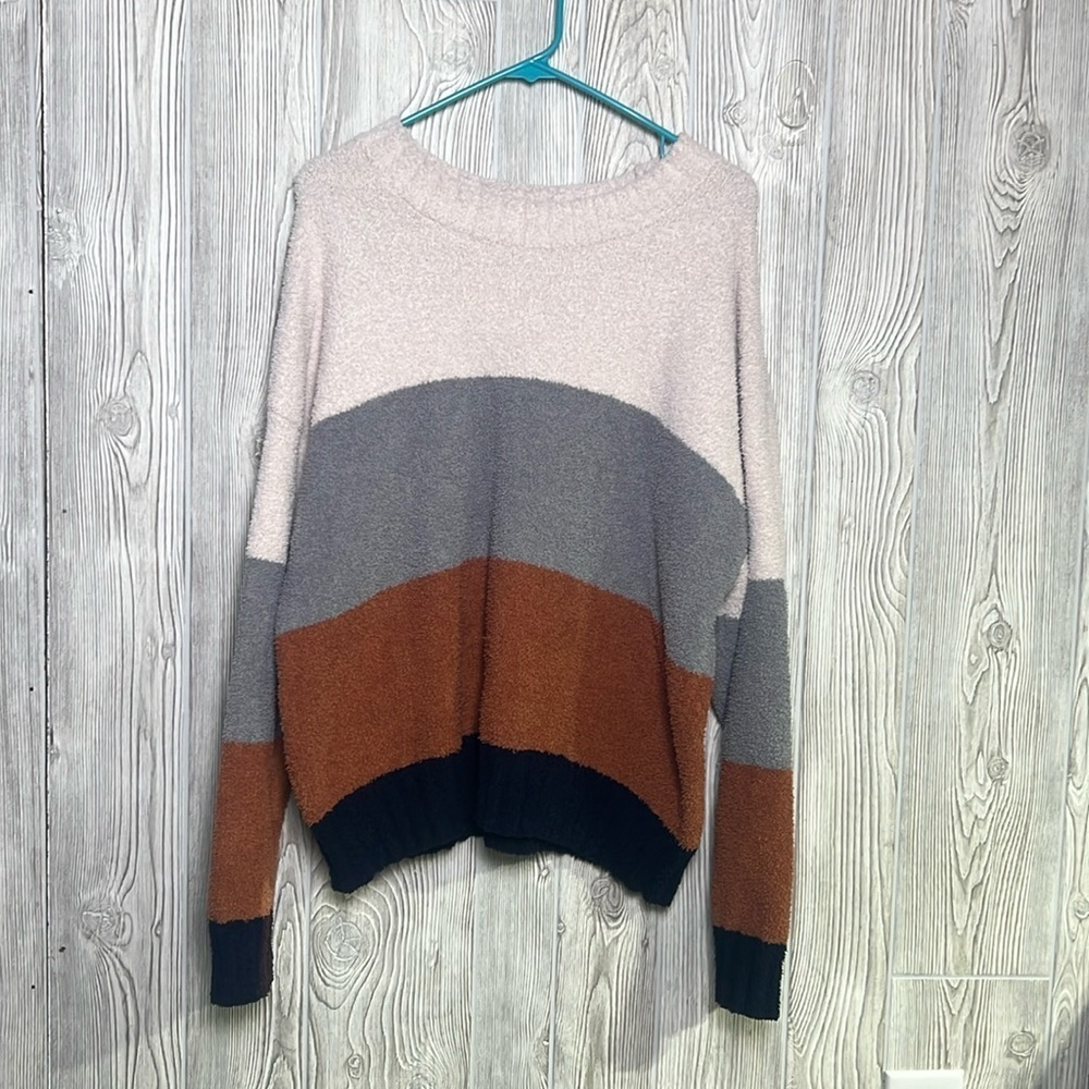 T S Sweater Women's  Pullover Striped Long Sleeve Multi-Colored XL